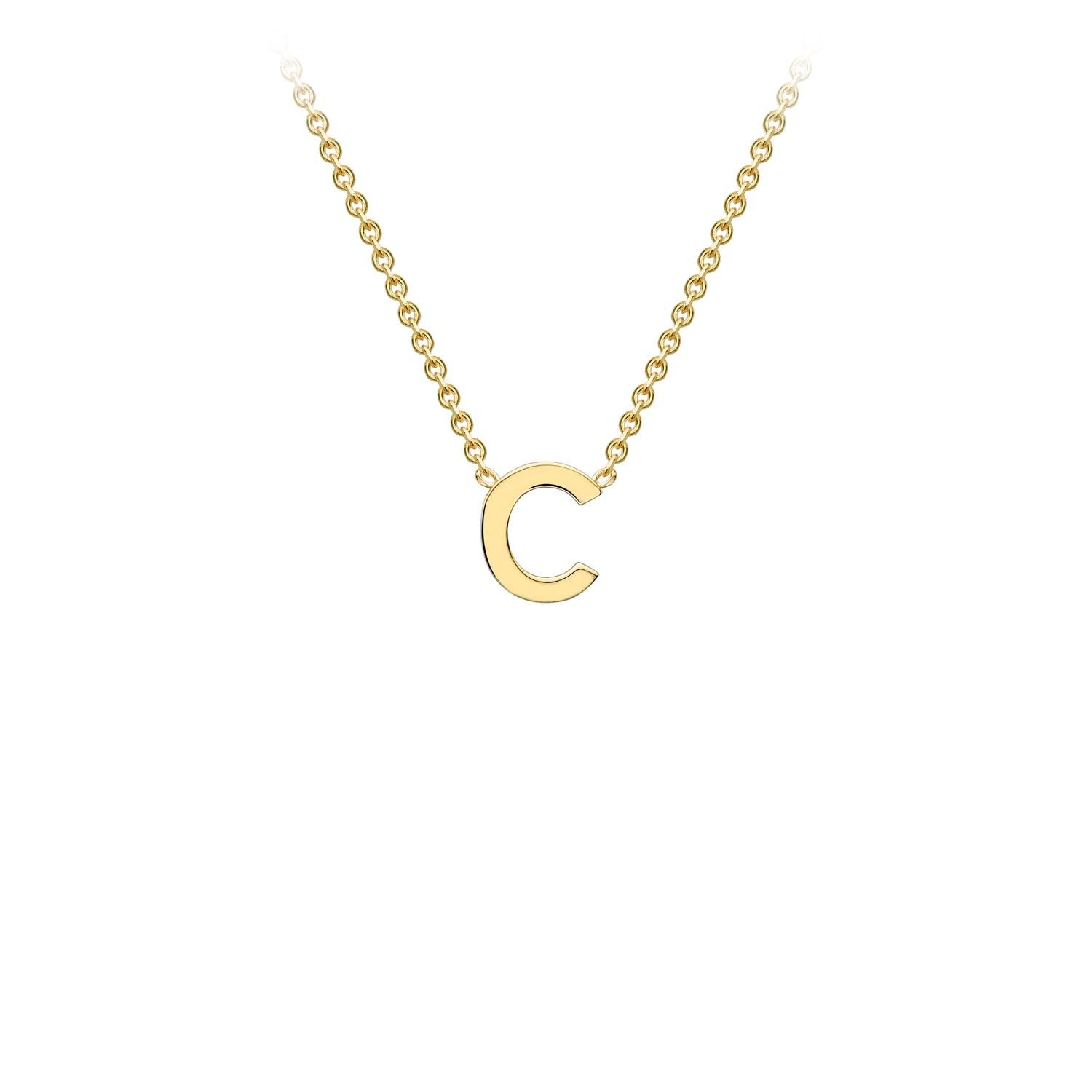 9K Yellow Gold 'C' Initial Adjustable Necklace 38cm/43cm Australia