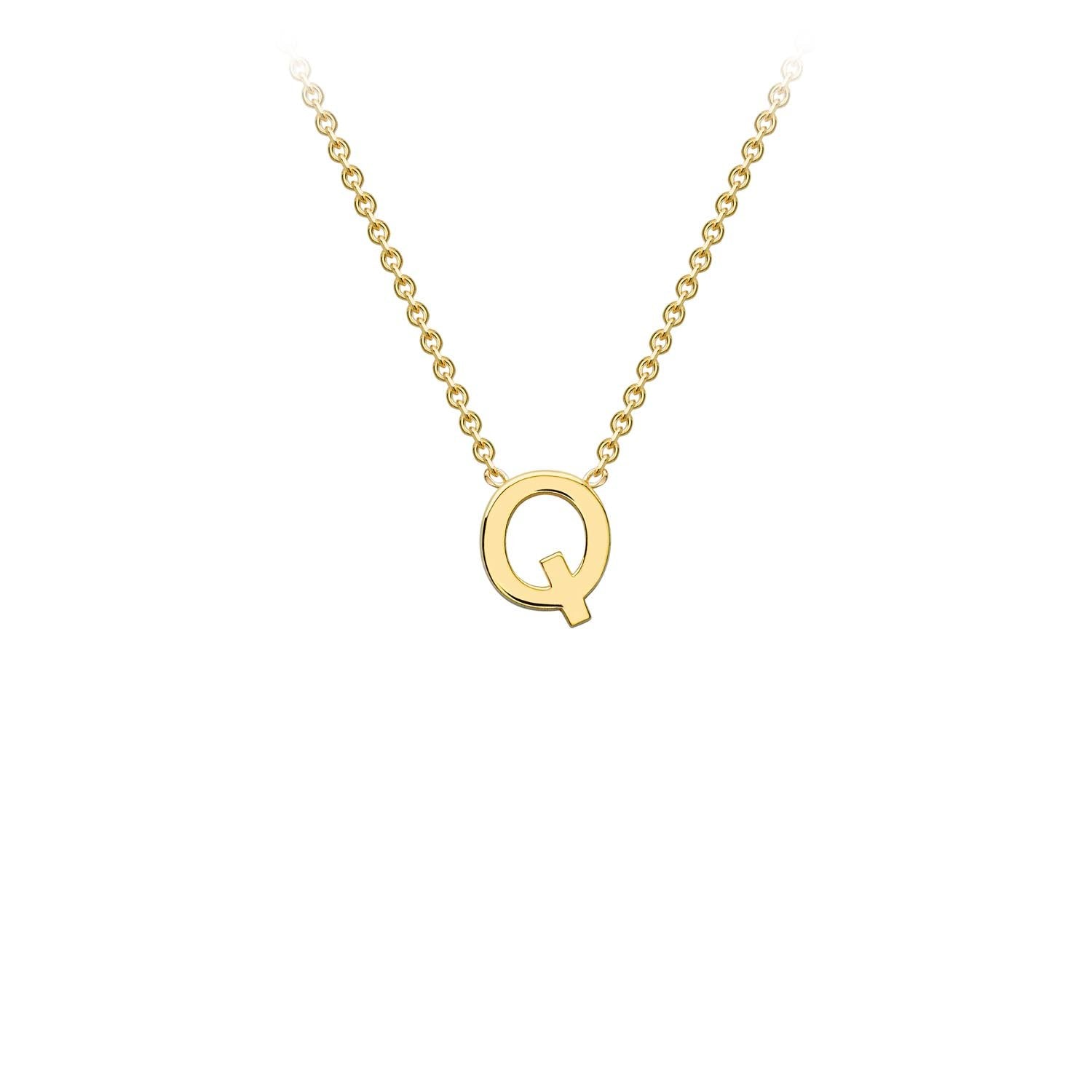 9K Yellow Gold 'Q' Initial Adjustable Necklace 38cm/43cm Australia