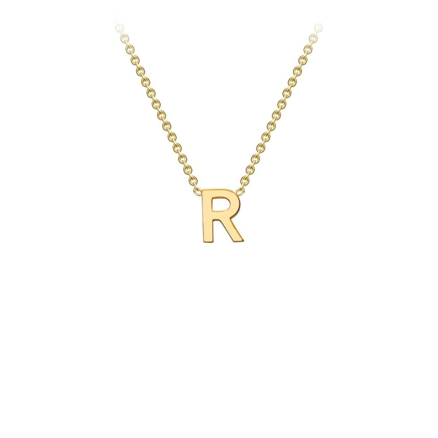 9K Yellow Gold 'R' Initial Adjustable Necklace 38cm/43cm Australia