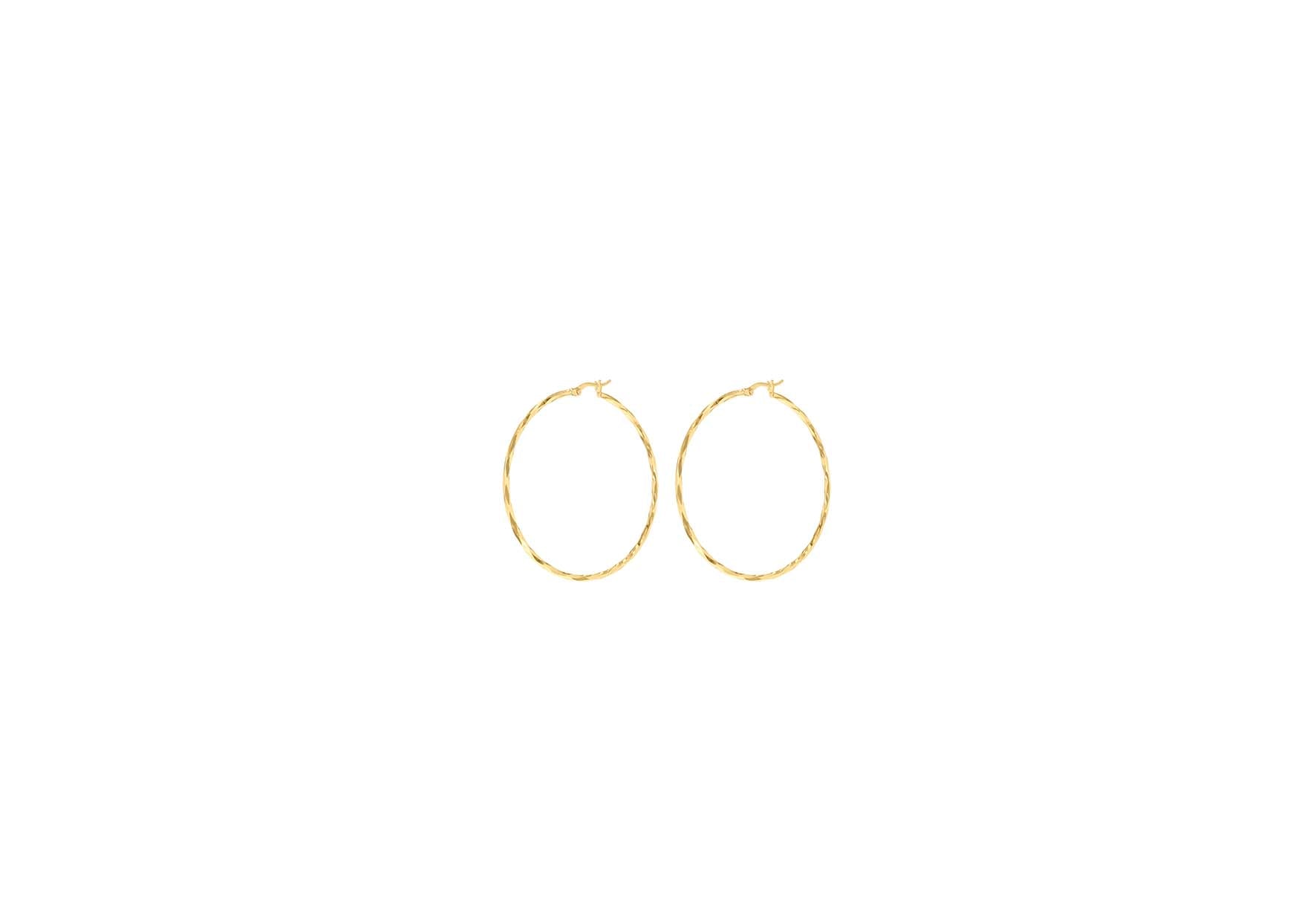 9K Yellow Gold Diamond Cut Hoop Earrings 28mm