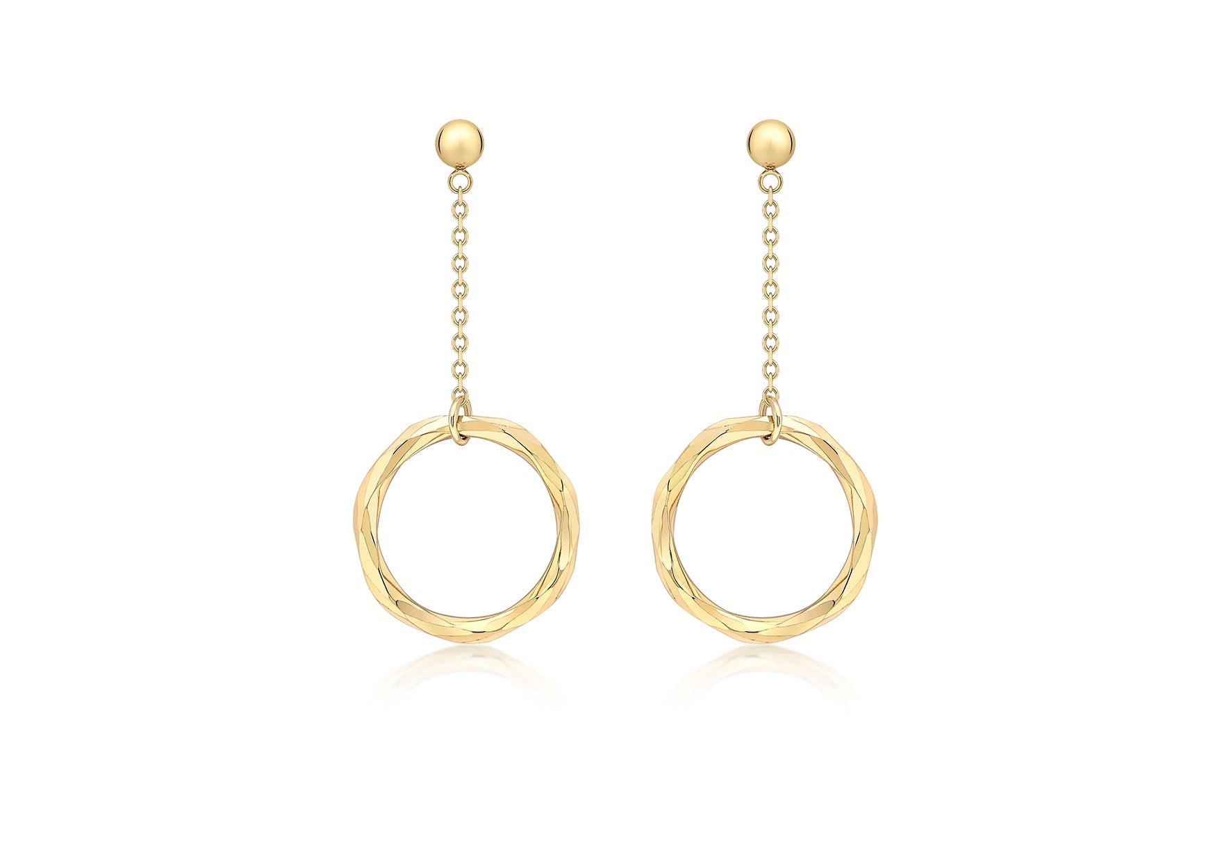 9K Yellow Gold Diamond Cut Ring & Drop Earrings