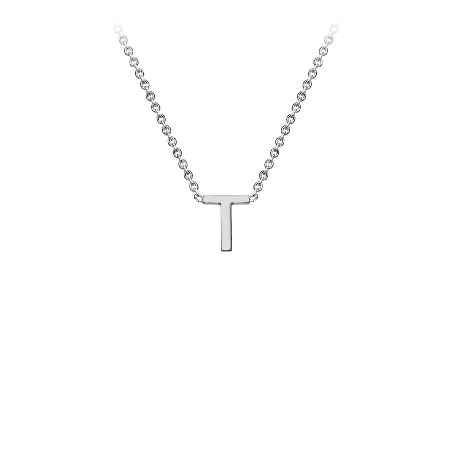 9K White Gold 'T' Initial Adjustable Necklace 38cm/43cm Australia