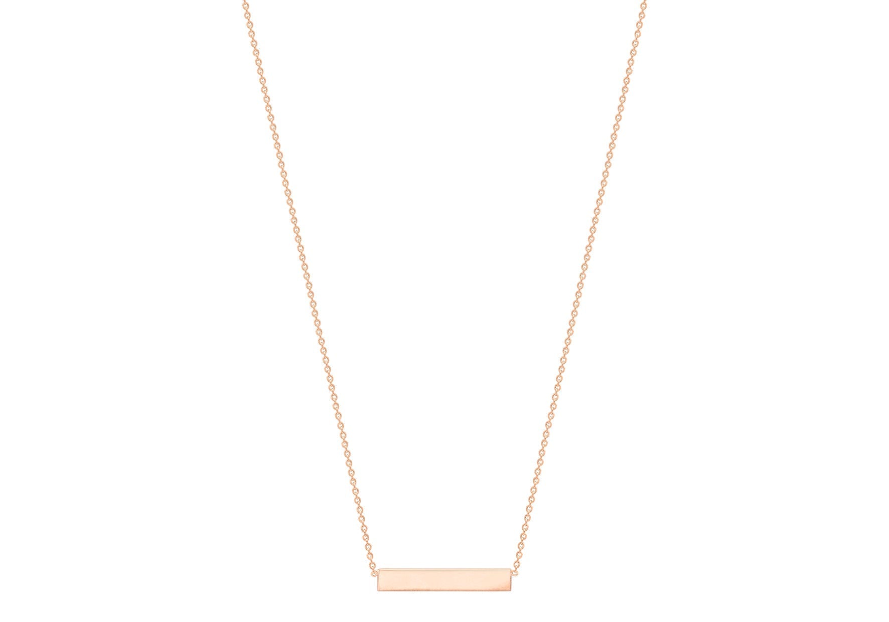 9ct Rose Gold 22mm x 3mm Horizontal-Bar Adjustable Necklace 41cm-43cm - Regarde Jewellers
