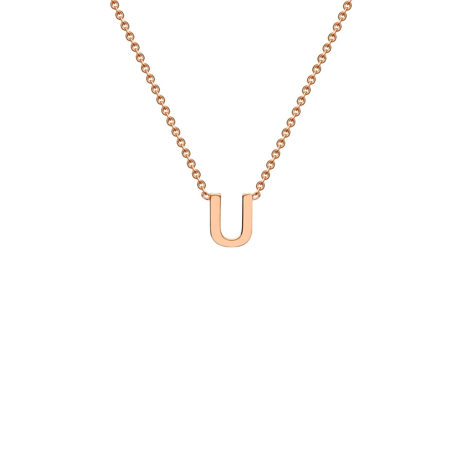9ct Rose Gold 'U' Initial Adjustable Letter Necklace 38/43cm - Regarde Jewellers