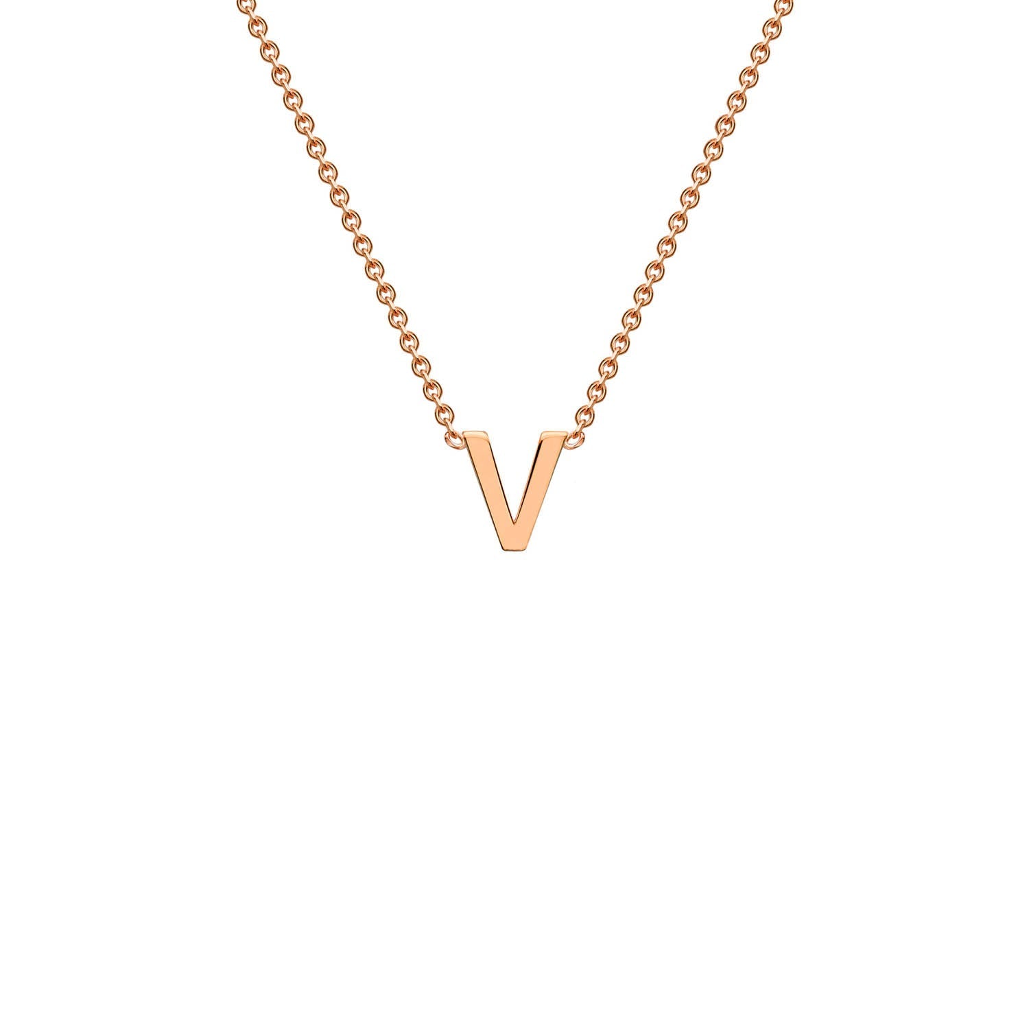 9ct Rose Gold 'V' Initial Adjustable Letter Necklace 38/43cm - Regarde Jewellers