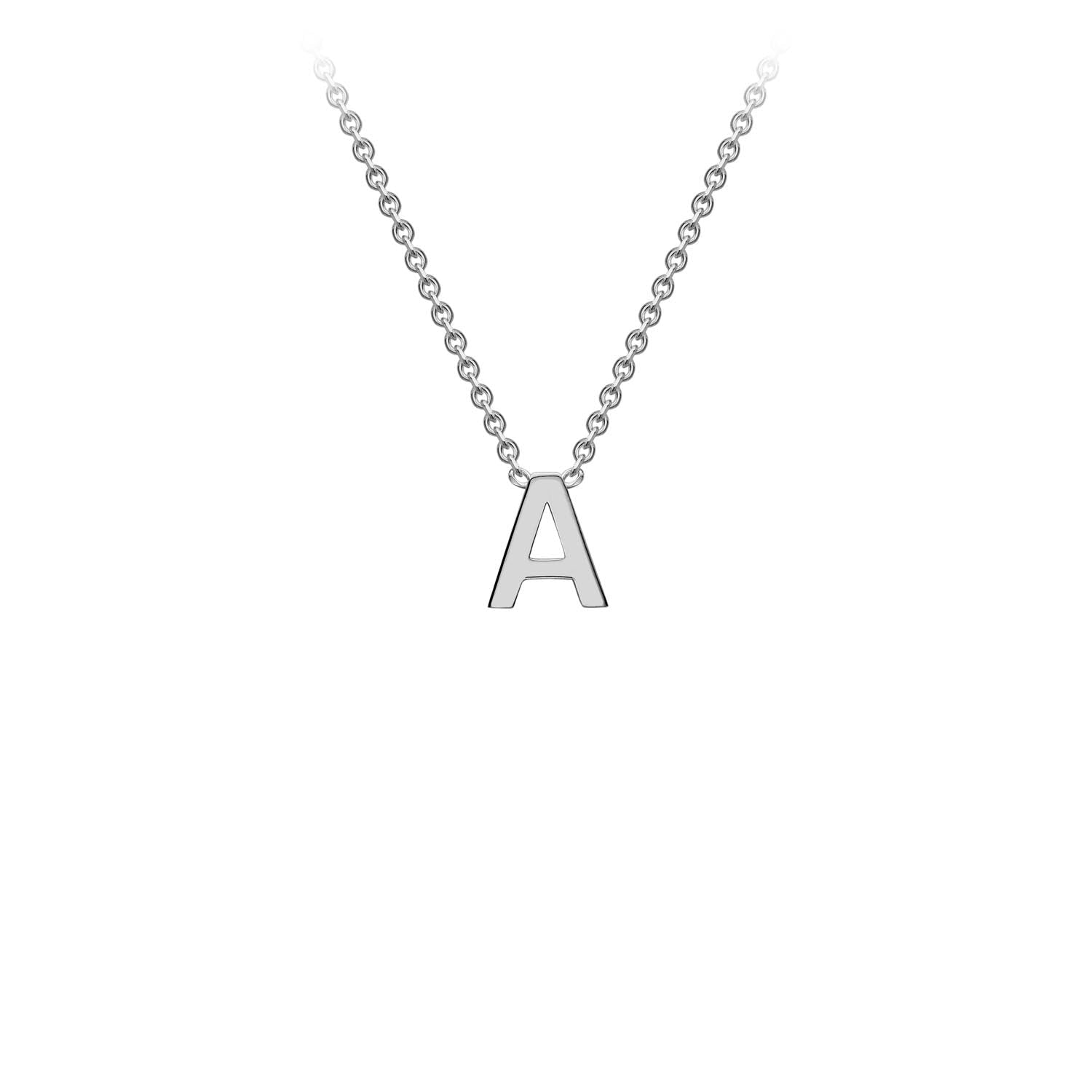 9ct White Gold 'A' Initial Adjustable Letter Necklace 38/43cm - Regarde Jewellers