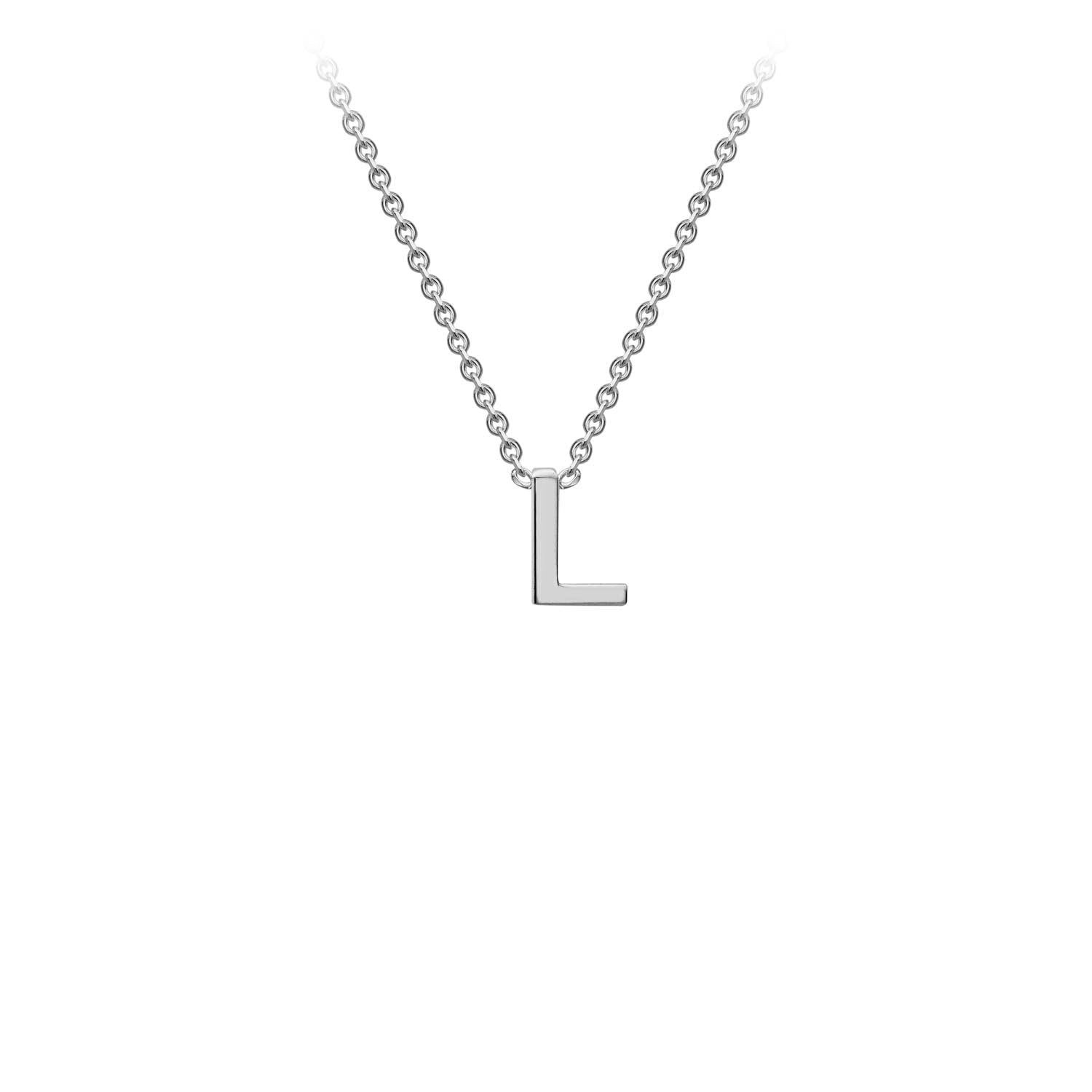 9K White Gold 'L' Initial Adjustable Necklace 38cm/43cm Australia