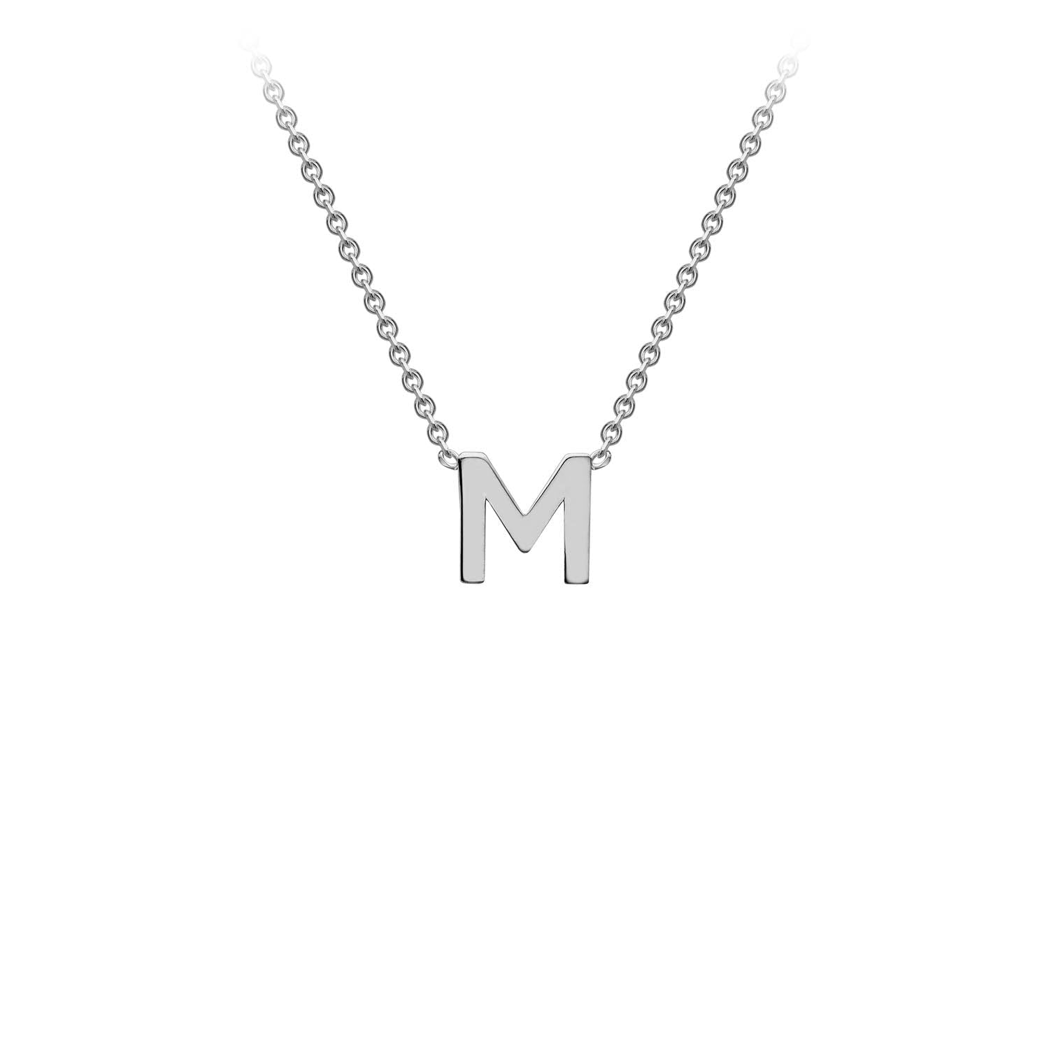 9K White Gold 'M' Initial Adjustable Necklace 38cm/43cm Australia