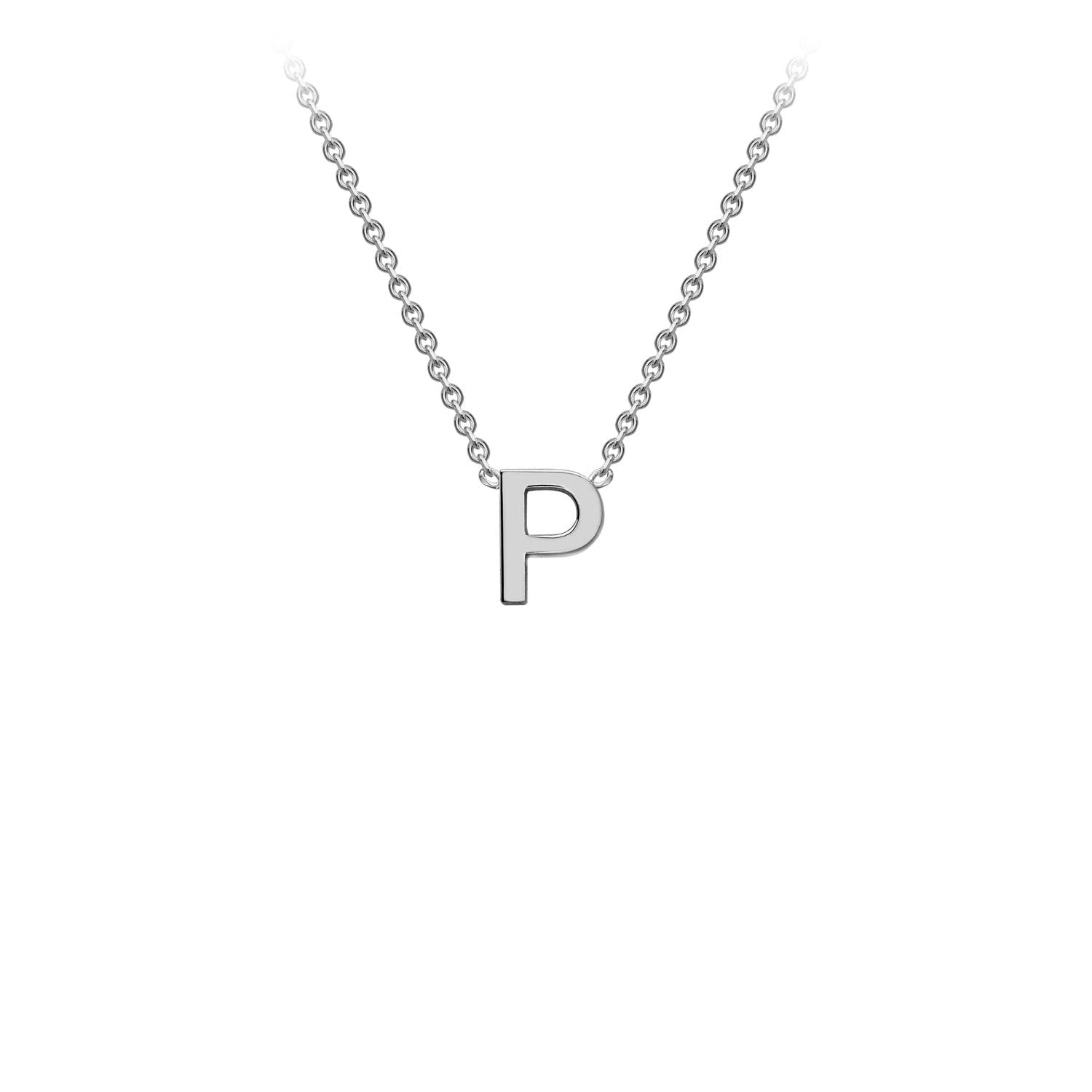 9K White Gold 'P' Initial Adjustable Necklace 38cm/43cm Australia