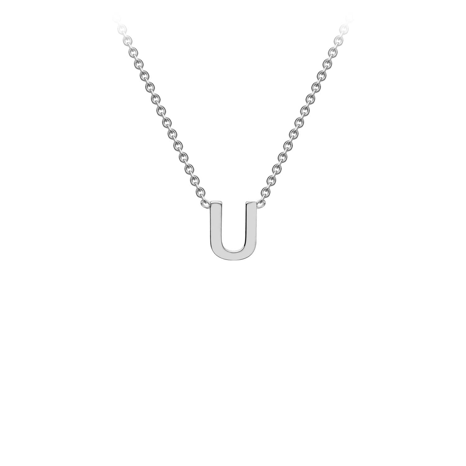 9K White Gold 'U' Initial Adjustable Necklace 38cm/43cm Australia