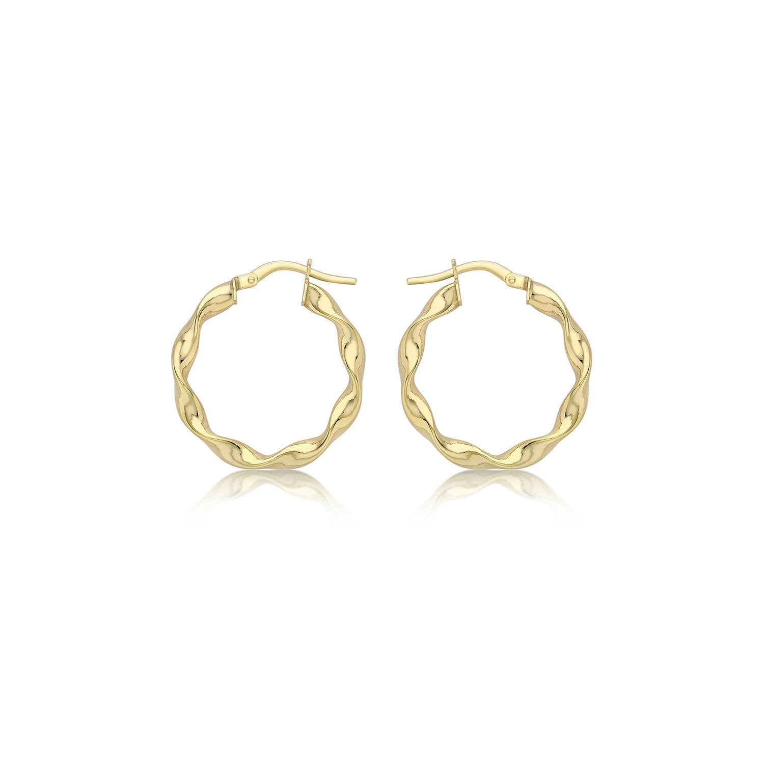 9K Yellow Gold 22.5mm Twist Hoop Creole Earrings