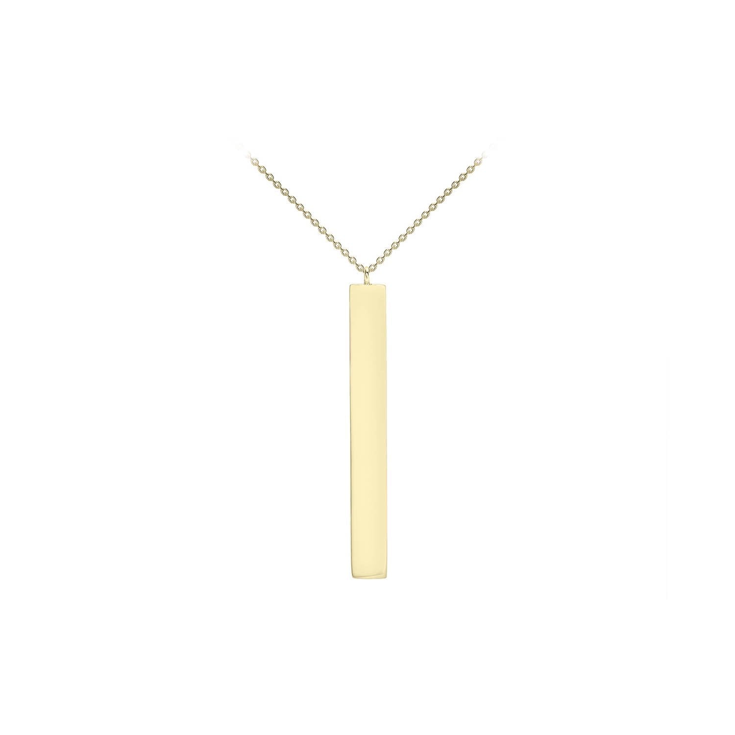 9K Yellow Gold 4.9mm x 39.7mm Vertical Bar Adjustable Necklace 41cm-43cm