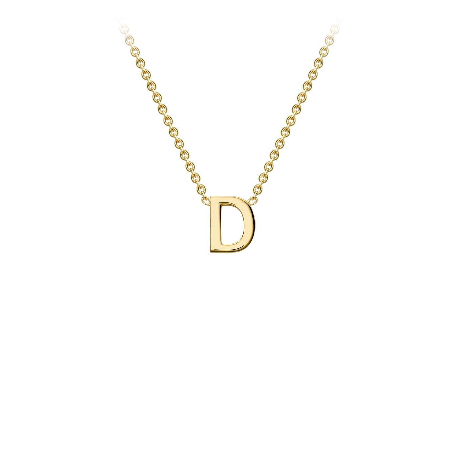9K Yellow Gold 'D' Initial Adjustable Necklace 38cm/43cm Australia