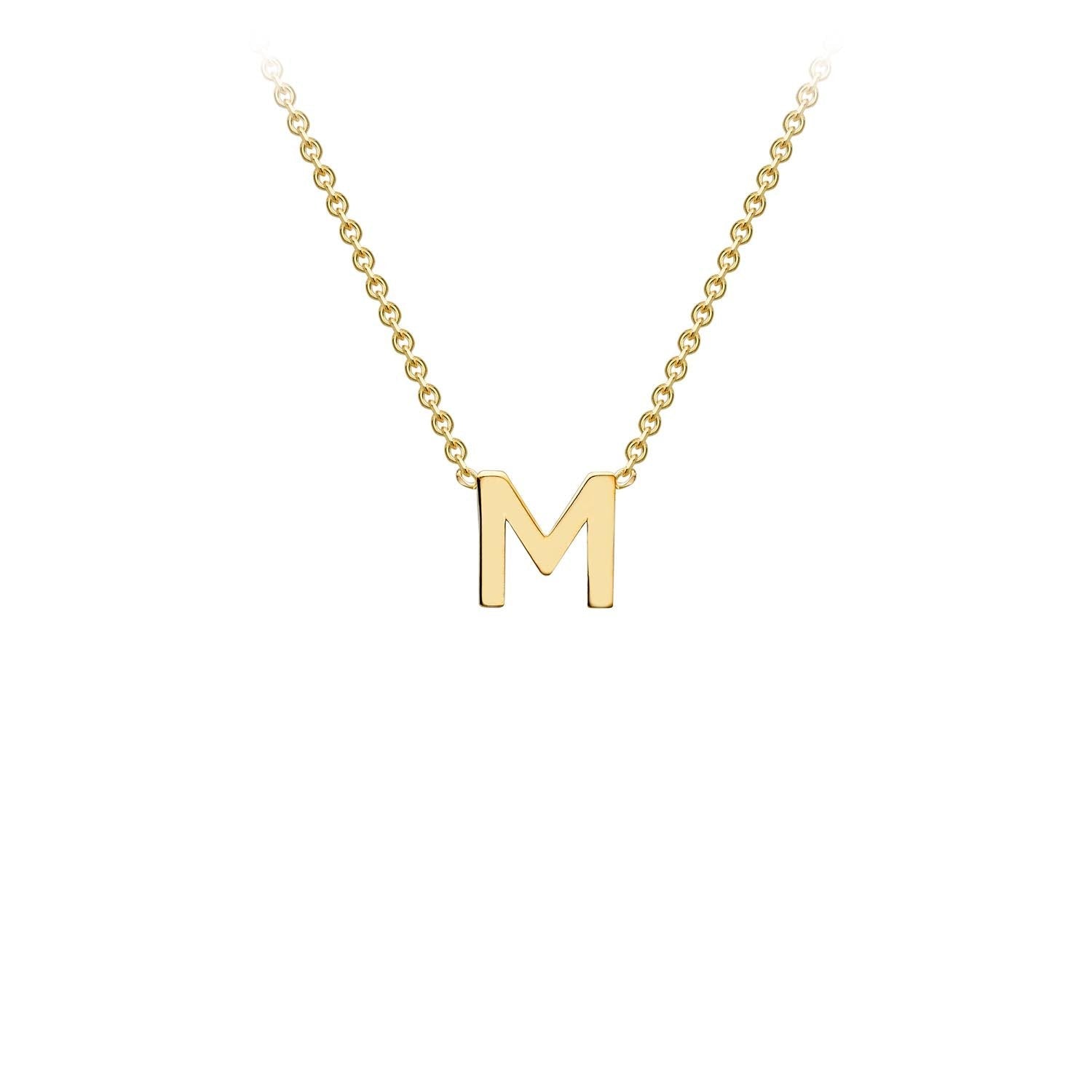 9K Yellow Gold 'M' Initial Adjustable Necklace 38cm/43cm Australia