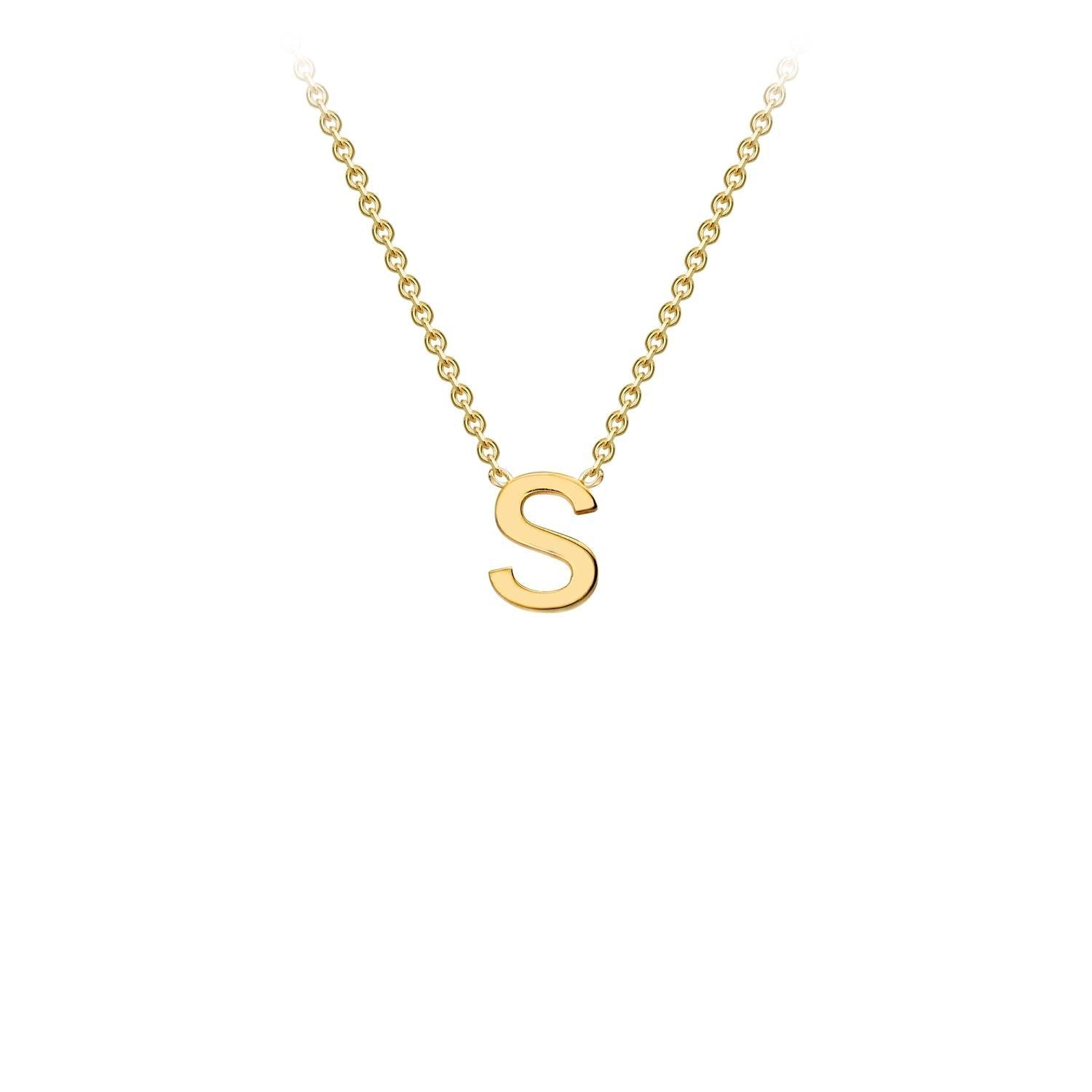 9K Yellow Gold 'S' Initial Adjustable Necklace 38cm/43cm Australia