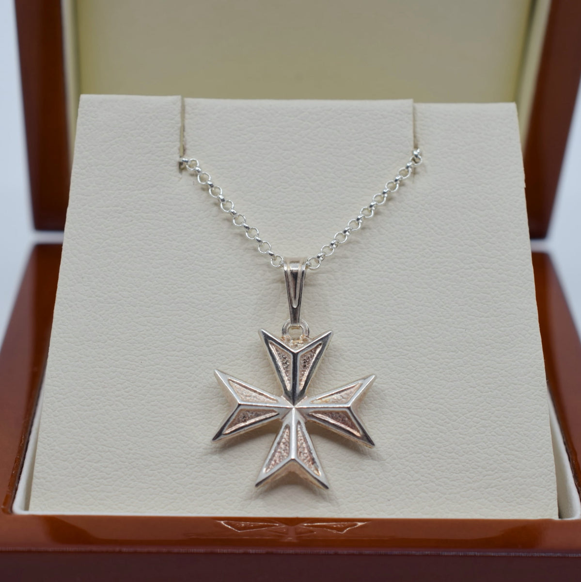 Maltese cross necklace silver sales