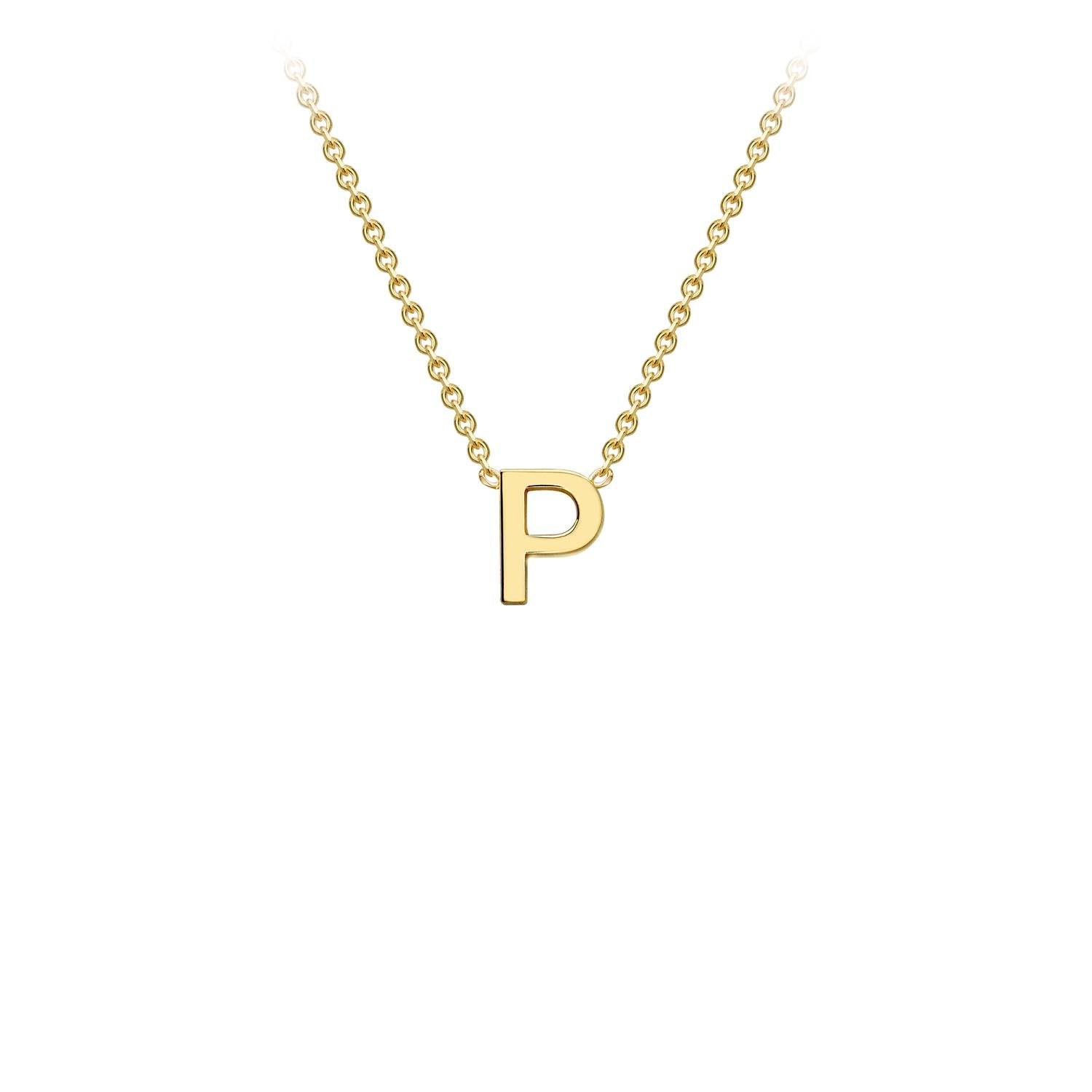9K Yellow Gold 'P' Initial Adjustable Necklace 38cm/43cm  Australia