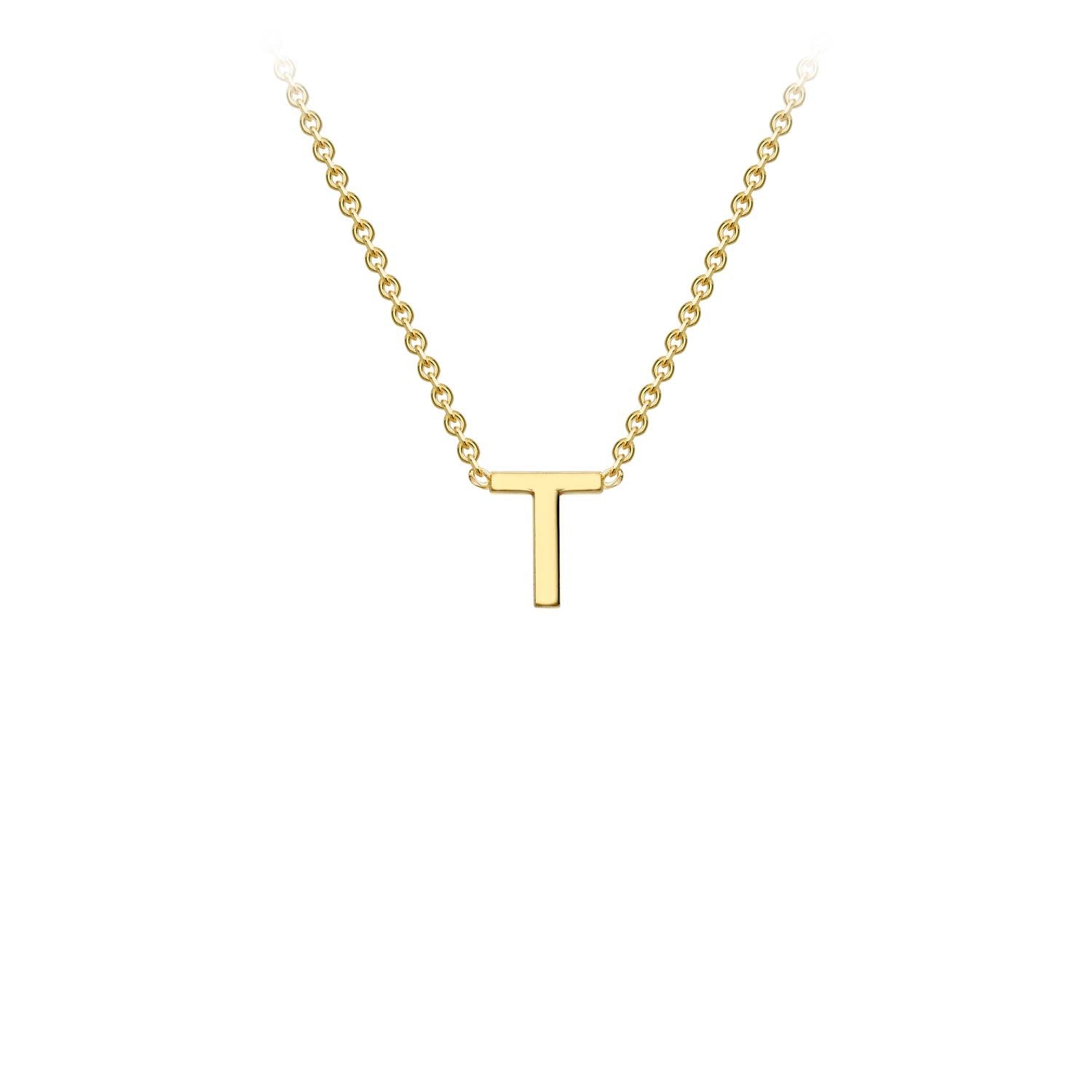 9K Yellow Gold 'T' Initial Adjustable Necklace 38cm/43cm  Australia