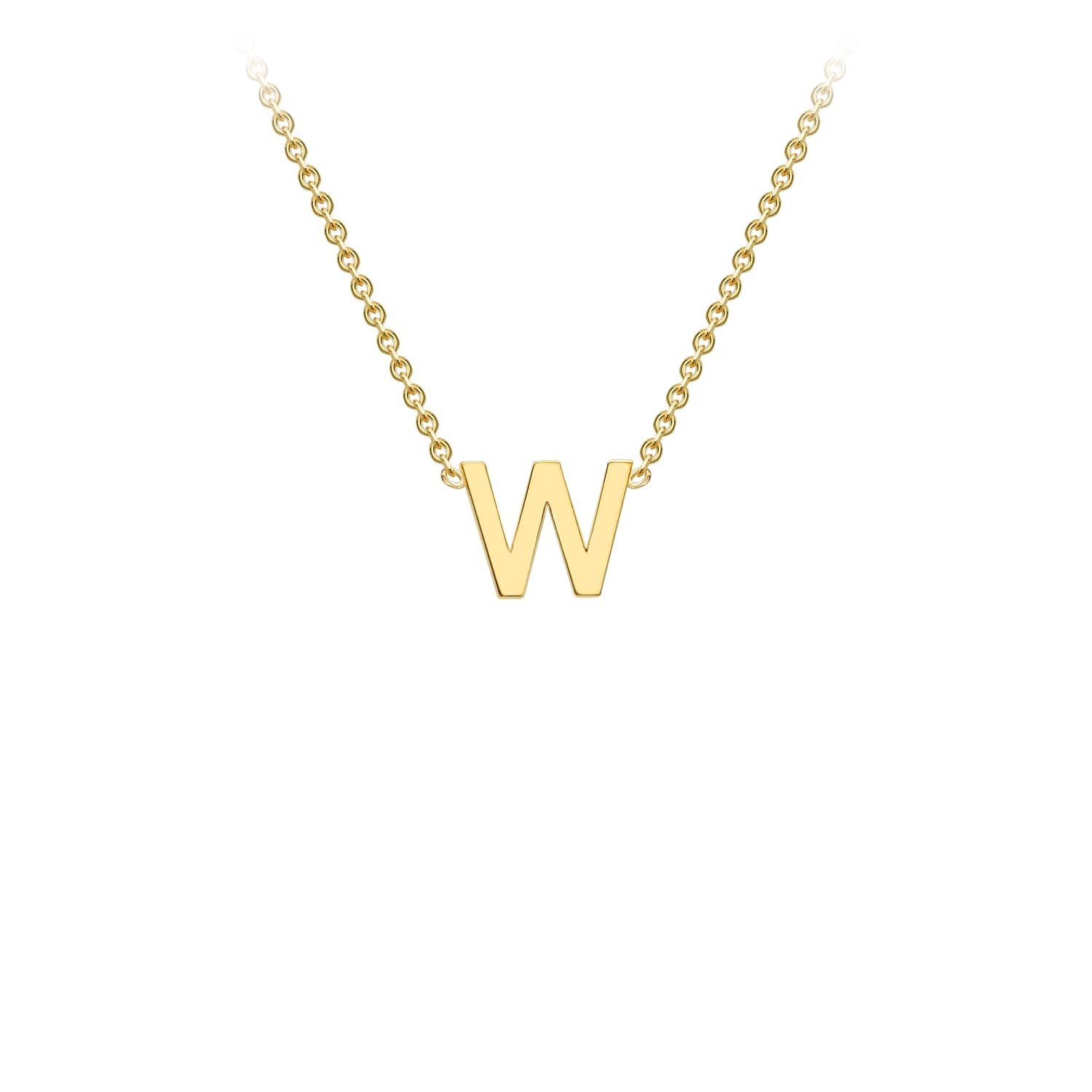 9K Yellow Gold 'W' Initial Adjustable Necklace 38cm/43cm  Australia