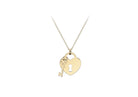 9K Yellow Gold Solid Padlock & Key Necklace 41-43cm