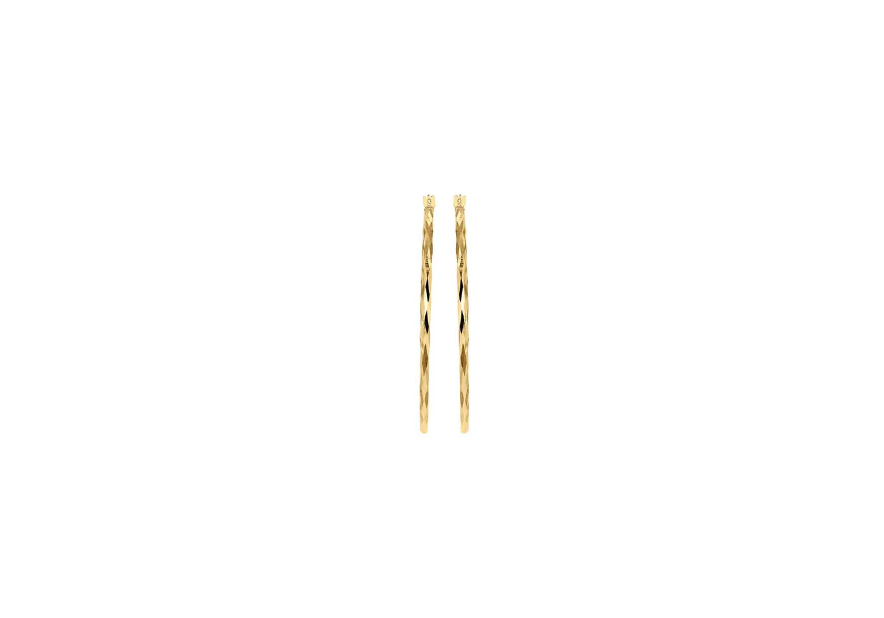 9K Yellow Gold Diamond Cut Hoop Earrings 42mm