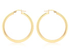 9K Yellow Gold 3mm Round Hoop Earrings 35mm