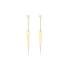9K Yellow Gold 4mm x 41mm Triangle and Trace Chain Drop Earrings