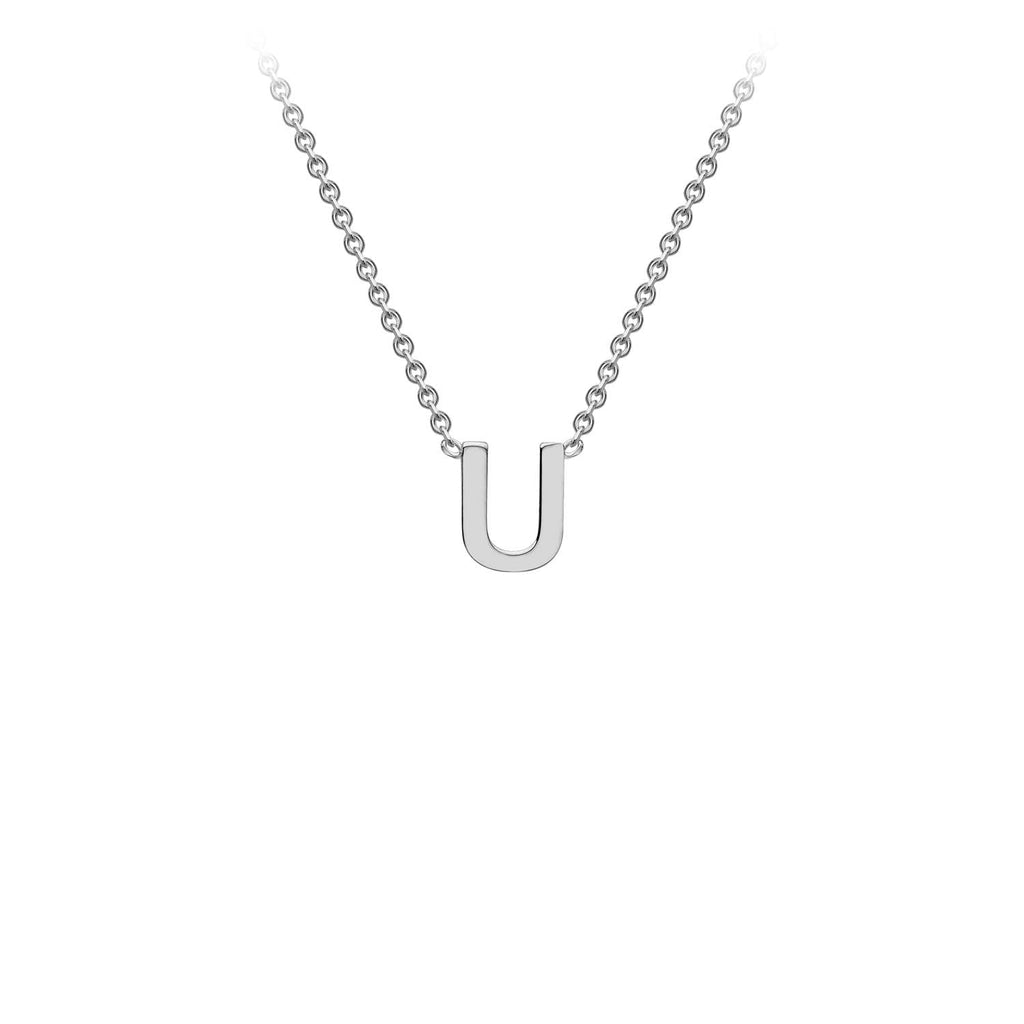 9K White Gold 'U' Initial Adjustable Necklace 38cm/43cm  Australia