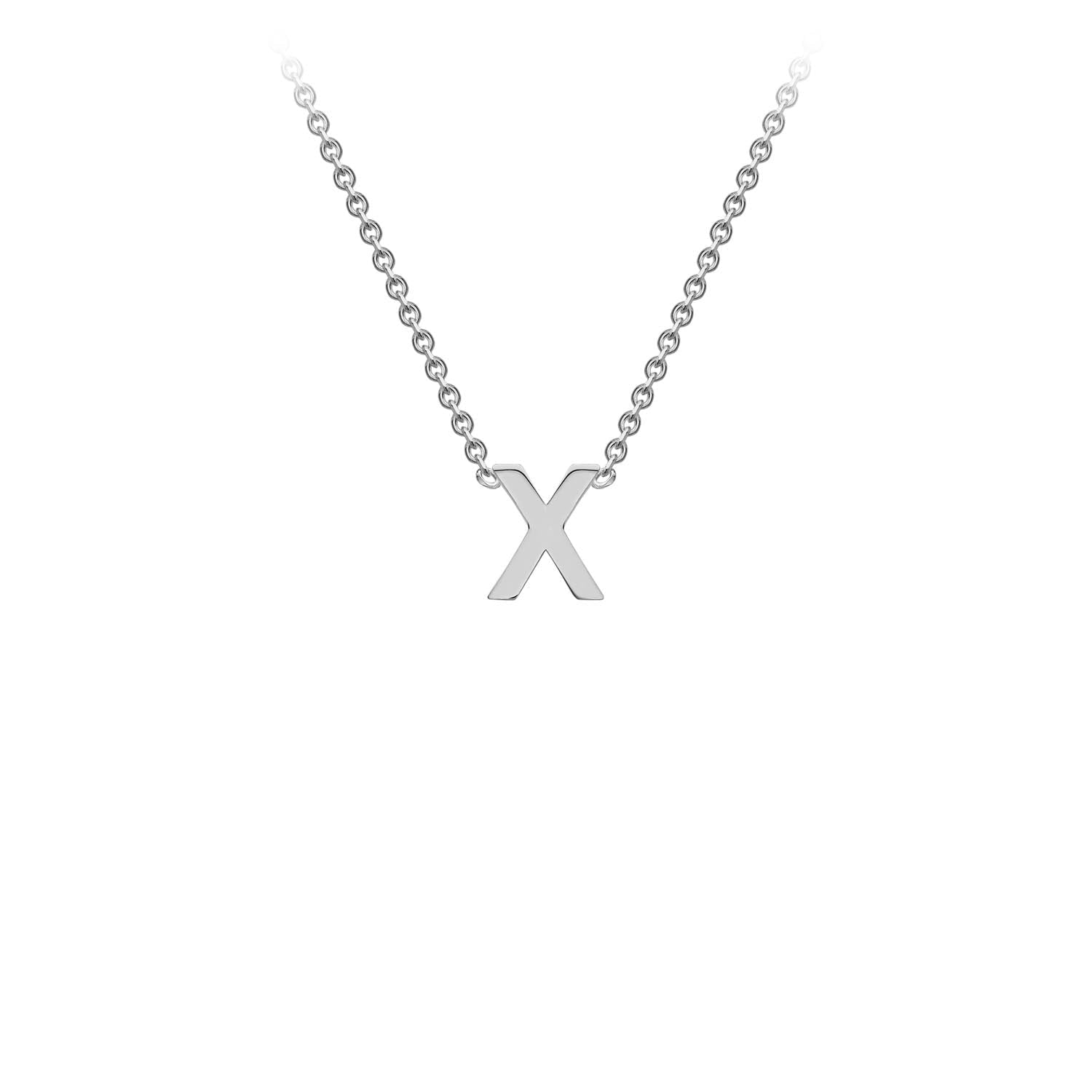 9K White Gold 'X' Initial Adjustable Necklace 38cm/43cm  Australia