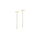 9K Yellow Gold 10.5mm x 72mm Bar Pull-Through-Chain Drop Earrings