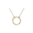 9K Yellow Gold 17.8mm Diamond Cut Ring Adjustable Necklace 43cm-46cm