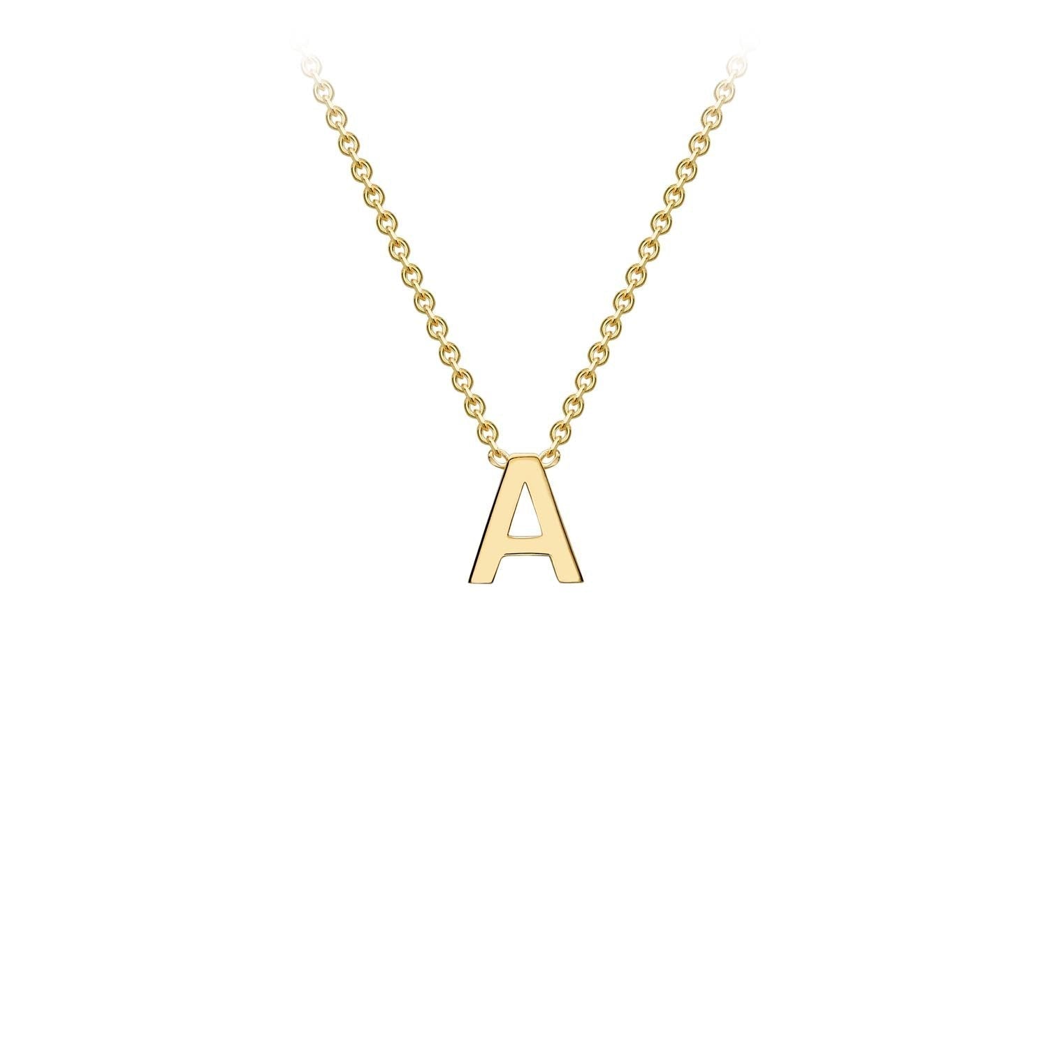 9K Yellow Gold 'A' Initial Adjustable Necklace 38cm/43cm  Australia