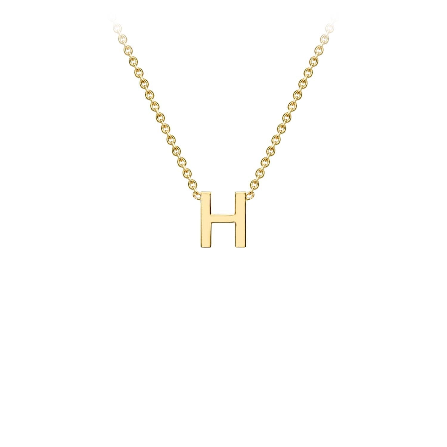 9K Yellow Gold 'H' Initial Adjustable Necklace 38cm/43cm  Australia