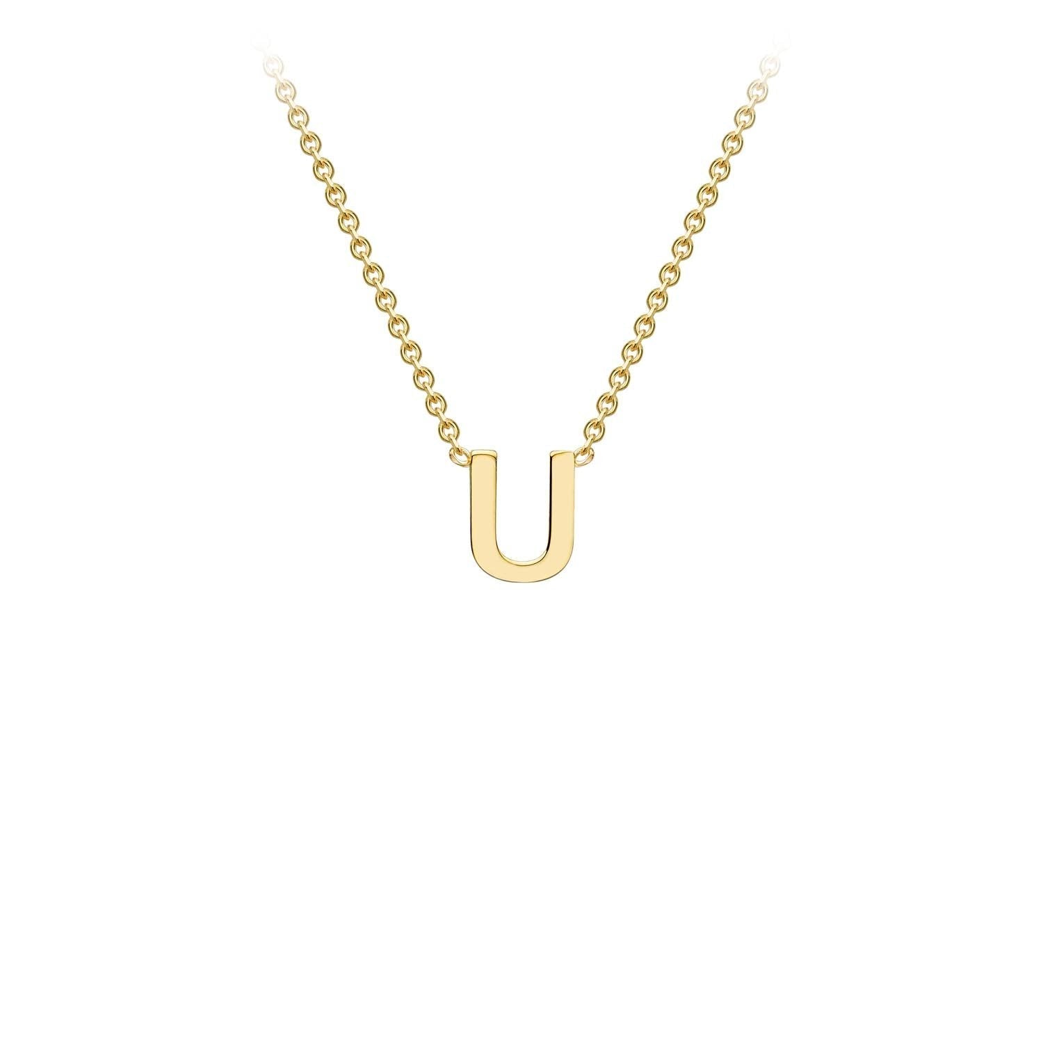 9K Yellow Gold 'U' Initial Adjustable Necklace 38cm/43cm  Australia