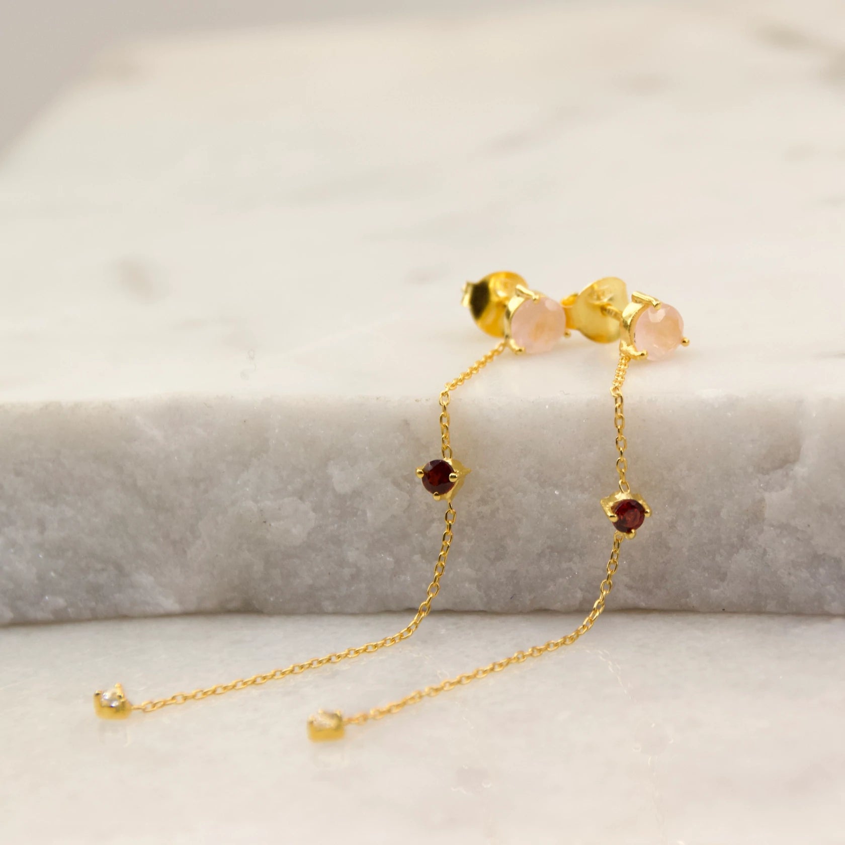 All that Glitters Rose Quartz Earrings - Regarde Jewellers